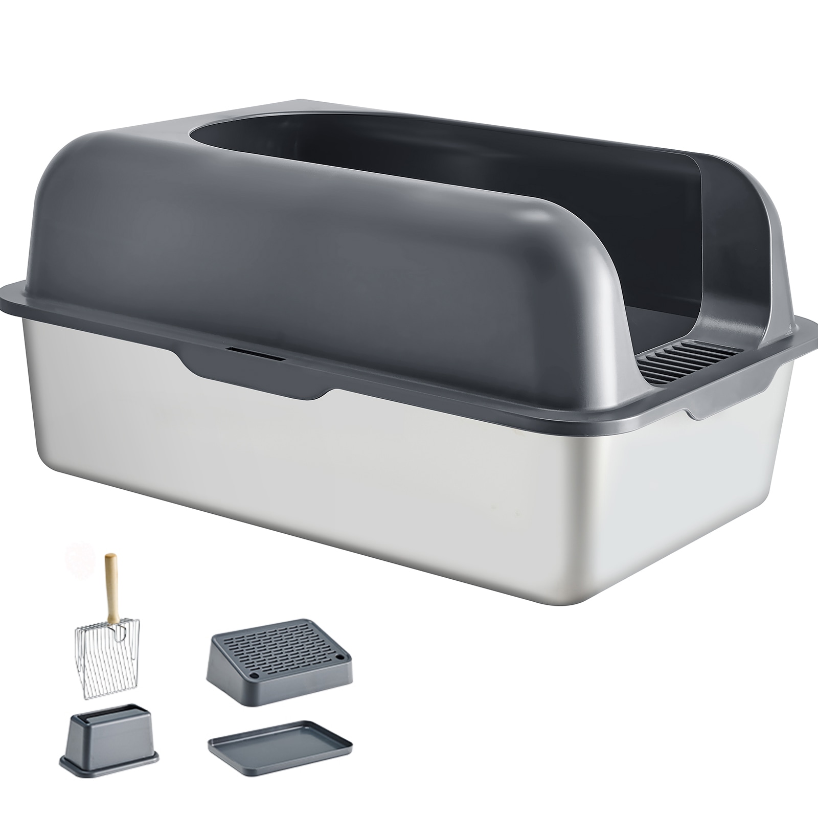 Deep Cat Litter Box With Odor Control And Filtering Foot Board_voghion.com